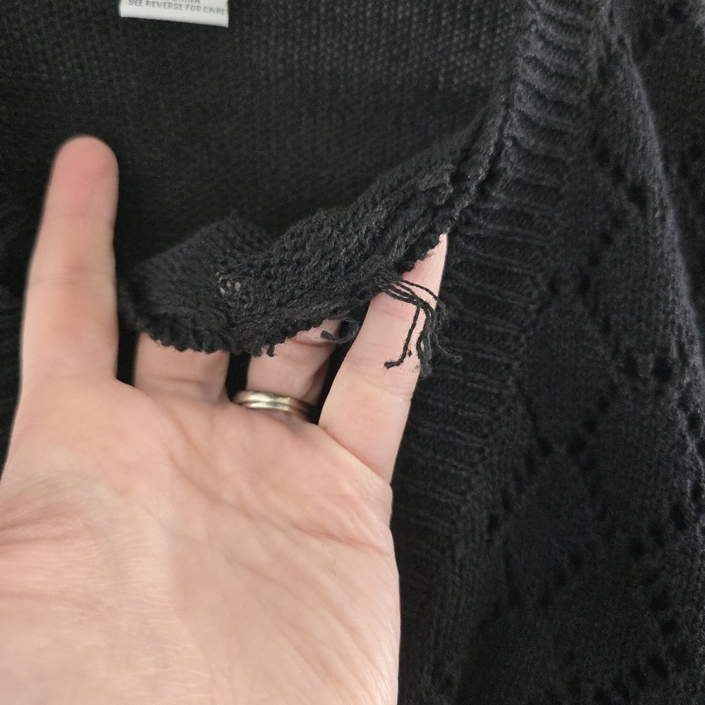 Teddi Vintage M Black Crochet Layered Sweater Cottagecore Grandma *read - Picture 5 of 11
